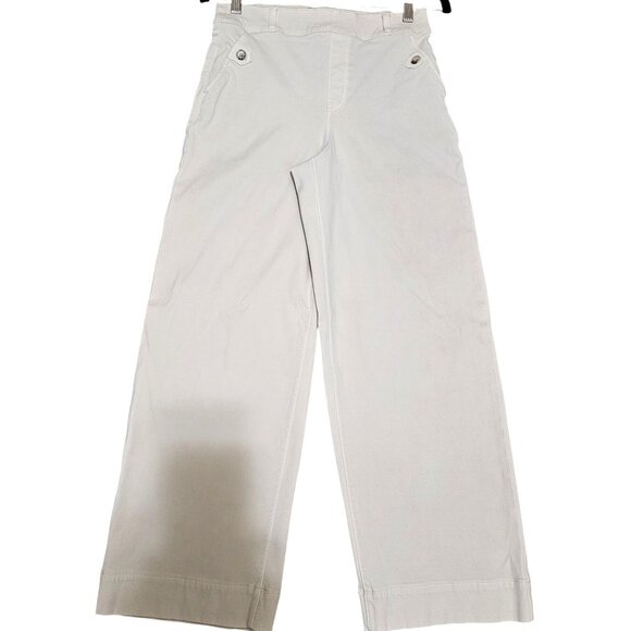 Spanx White Twill Crop Wide-Leg Cotton Blend High-Waist Pants M/M - Picture 5 of 16